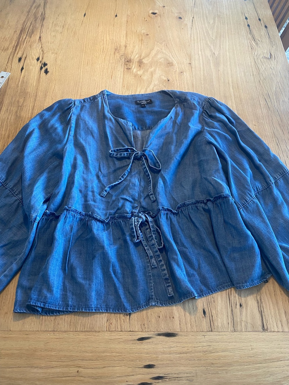 Velvet Heart Blue Tie-Front Peplum Blouse